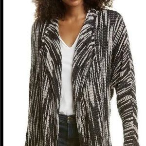 Nic + Zoe ENGRAVING CARDIGAN Drapey  Size PP Black White